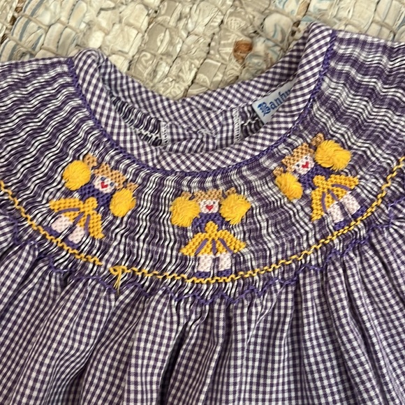 Purple and gold cheerleader smocked dress - Picture 2 of 3
